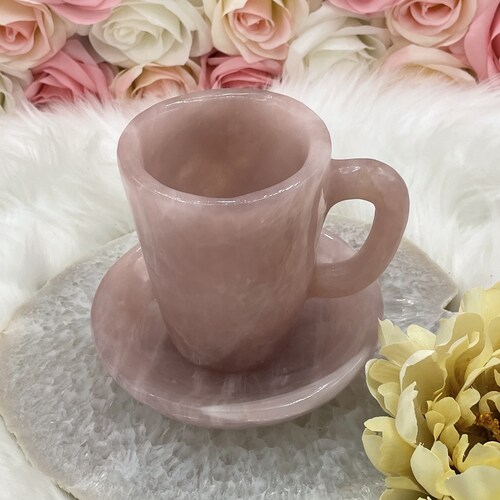 High Grade Gemmy Rose Quartz Tea Mug Set C622 Etsy