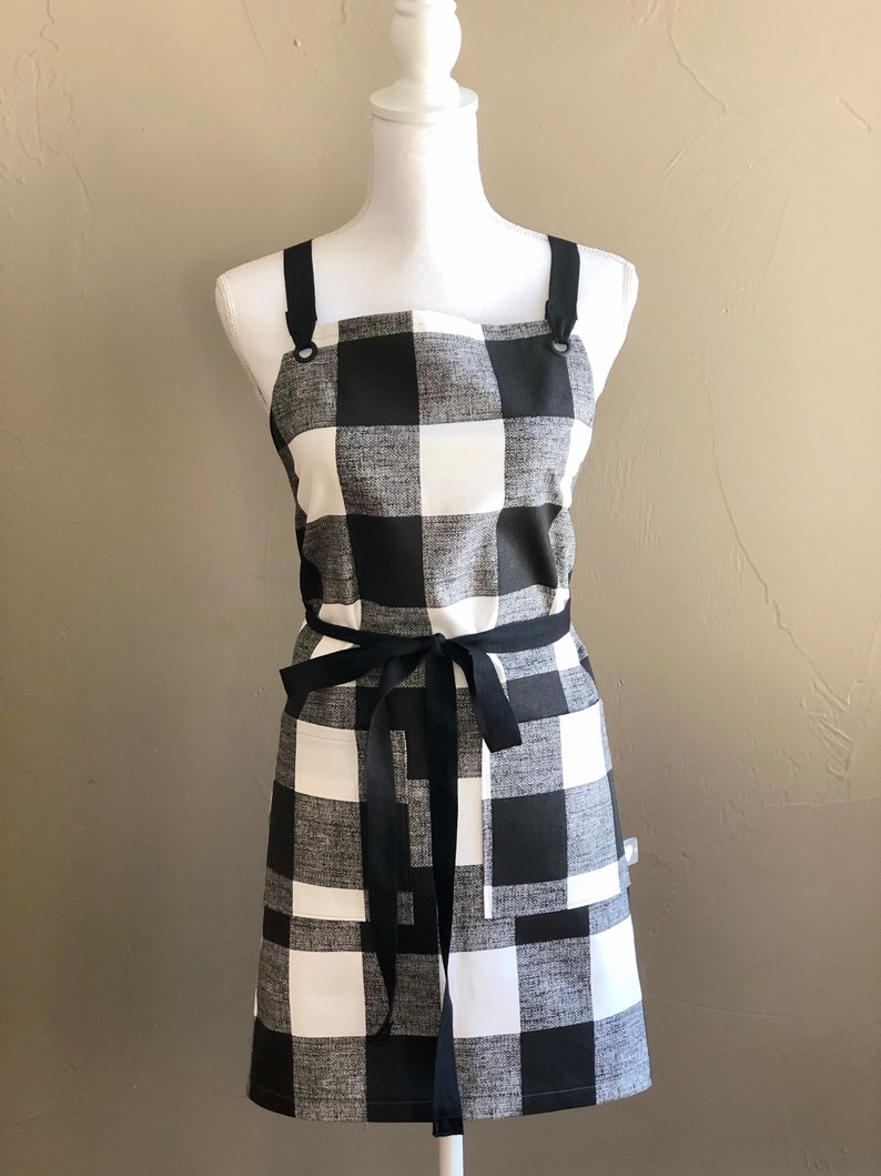 Womens chef apron with crossback adjustable ties grommets Etsy