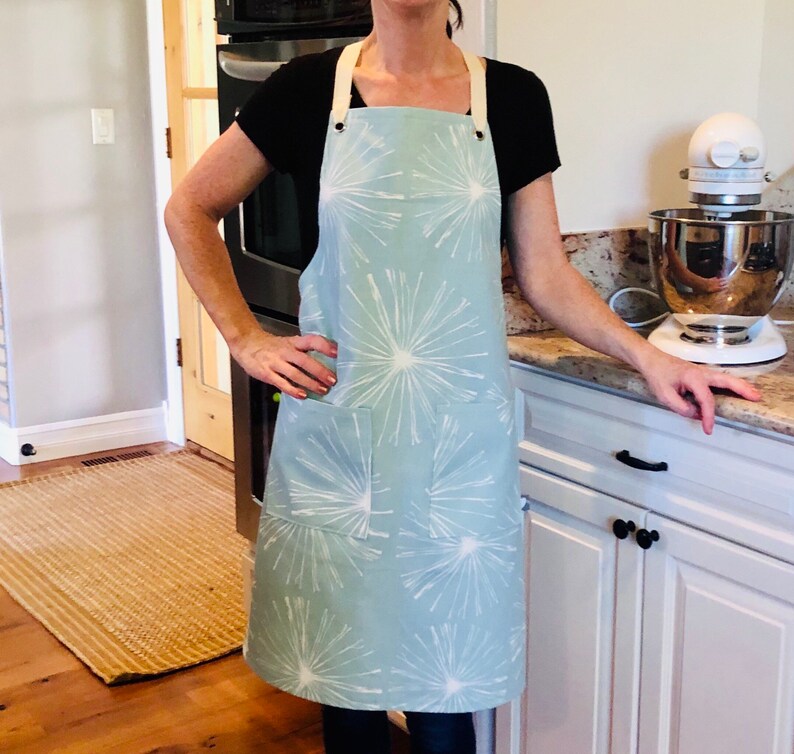 Womens chef apron with crossback adjustable ties grommets Etsy