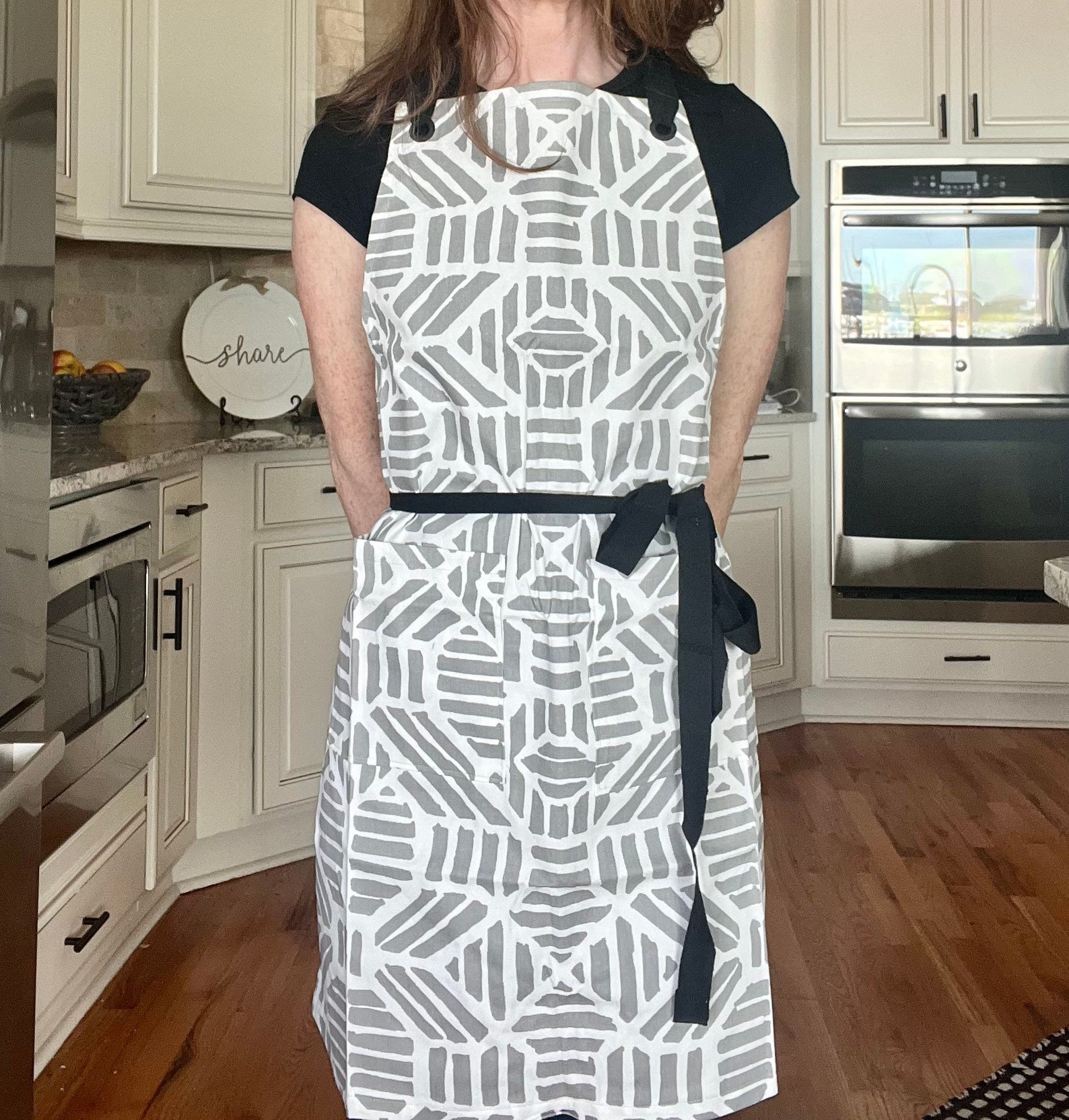 Womens Chef Apron With Crossback Adjustable Ties, Grommets, Cotton