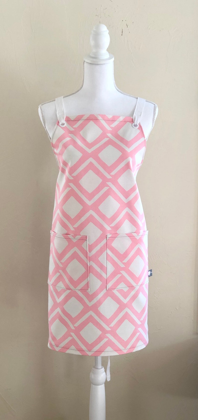 Womens chef apron with crossback adjustable ties grommets Etsy