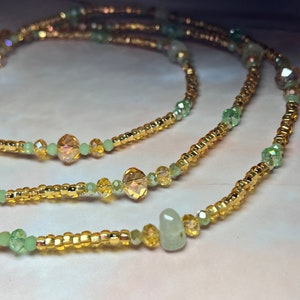 Everything Works Out For Me Waistbeads (made w/ natural Prehnite crystals)