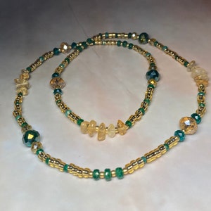 Emerald Goddess Royalty waistbeads (made with natural high grade emeralds and citrine)