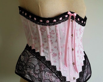 Pink and black underbust corset