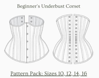 Patrón PDF Y Tutoriales - Tallas 10-16 - Corsé bajo el busto para principiantes