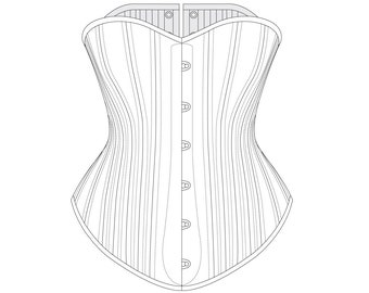 1890's Curvy Victorian Mid-Bust Corset Pattern PDF