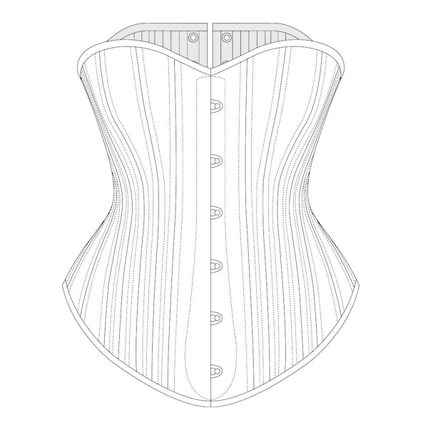 1890's Curvy Victorian Mid-Bust Corset Pattern PDF
