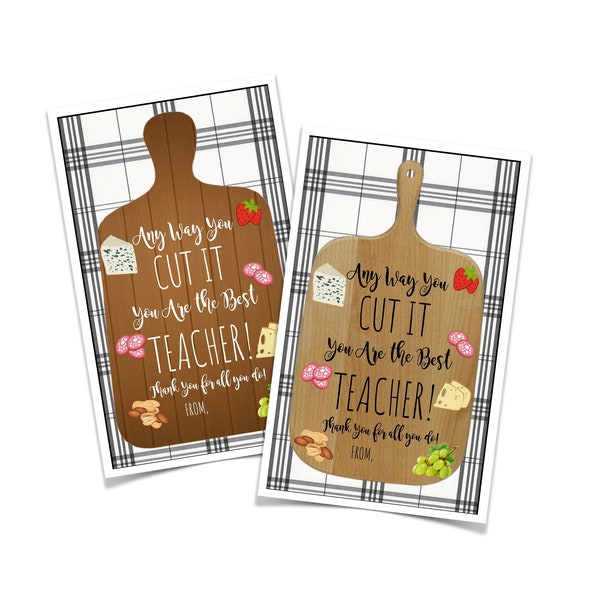 Teacher Appreciation Gift Tag - Year End Gift - INSTANT DOWNLOAD - Teacher Thank You - Cheese Board Gift Tag - Charcuterie Board Gift Tag
