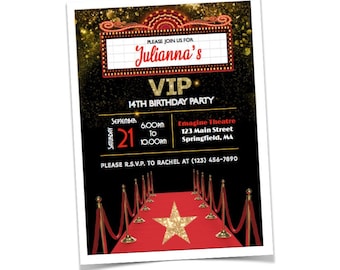 Hollywood Themed Party Invitation || Custom Digital Download || Red Carpet || VIP Party Invite