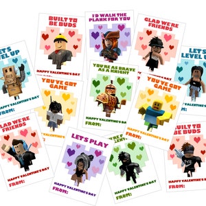 Video Game, Blox Digital Valentine || 12 Different Characters || Instant Download || Gamer Valentine Printable