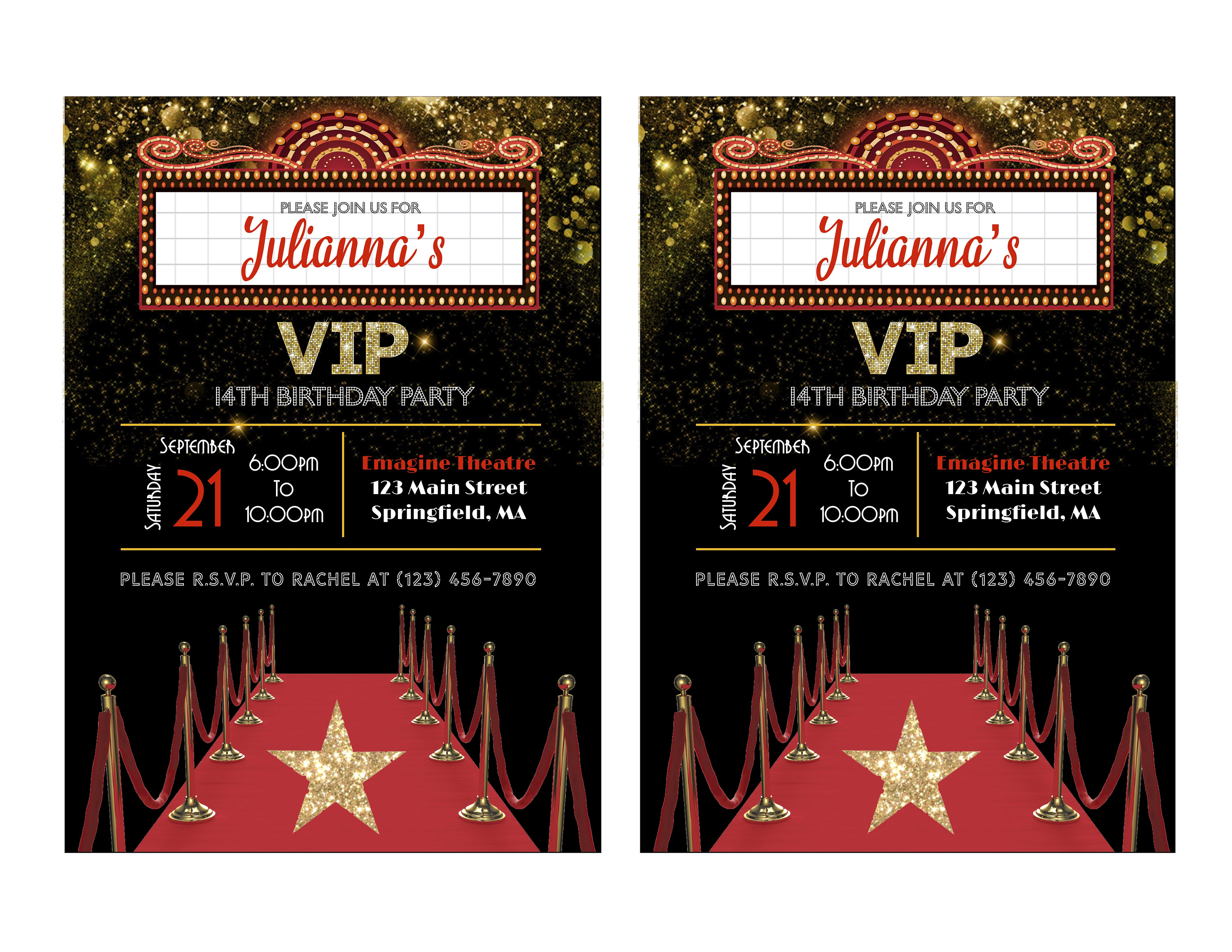 Hollywood Themed Party Invitation Custom Digital Download Etsy