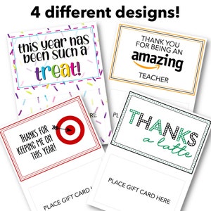 FOUR Styles of Teacher Appreciation Gift Tags || Year End Gift Tag || INSTANT DOWNLOAD || Thanks a latte - Amazing Teacher - On Taget