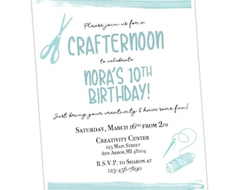 Craft Party Custom Invite || Paint Party || Crafternoon || Sewing Party || Personalized Birthday Invitation Digital File