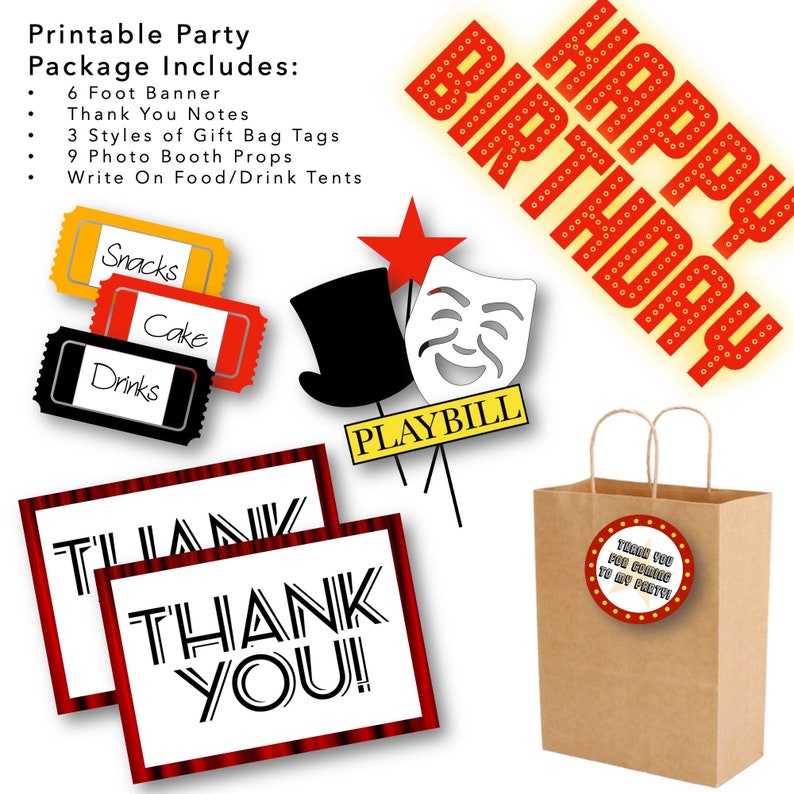 Broadway Themed Birthday Custom Digital Invite Theater - Etsy UK