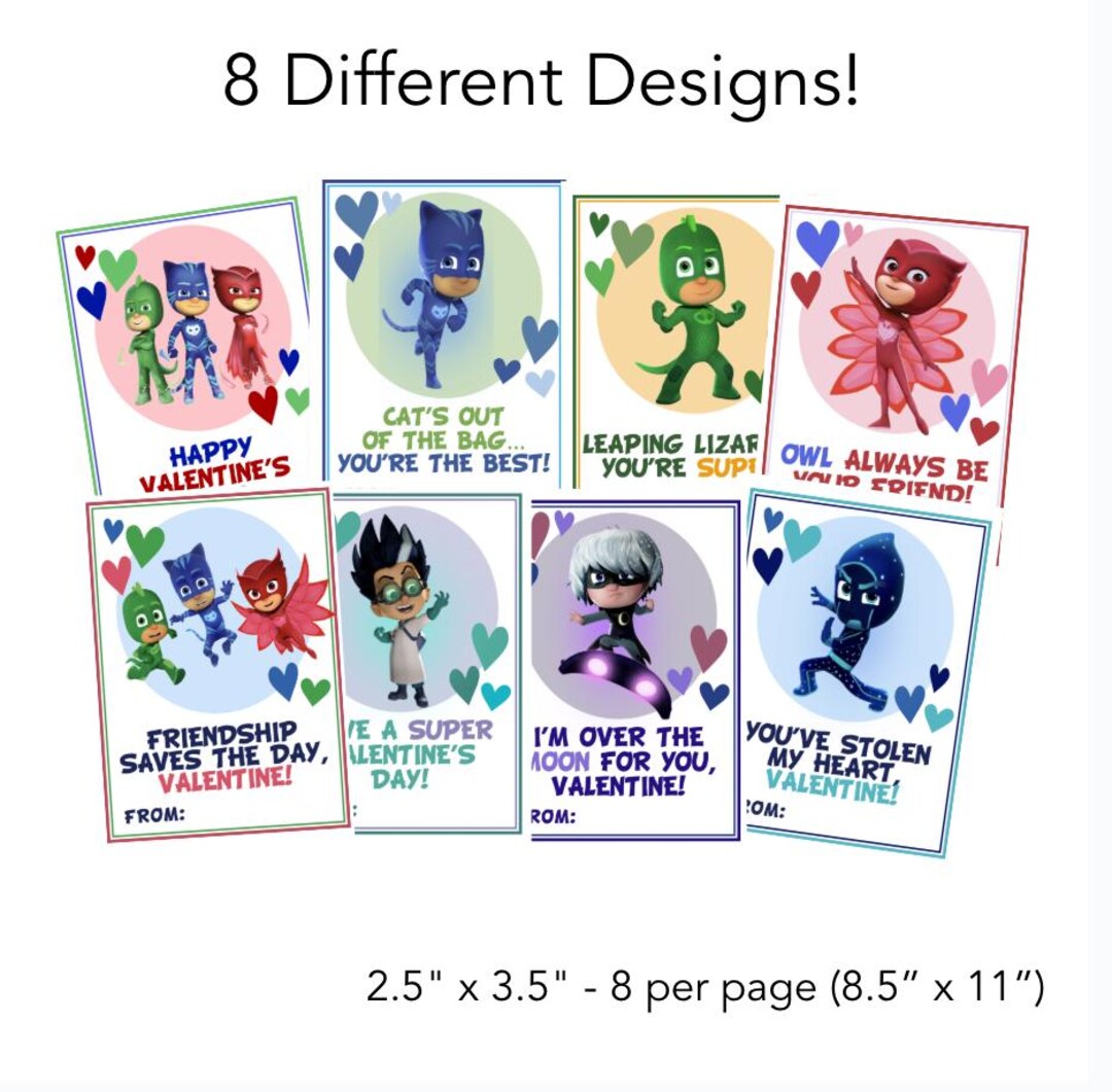 PJ Masks Valentine Digital Valentine 6 Different Characters Instant ...