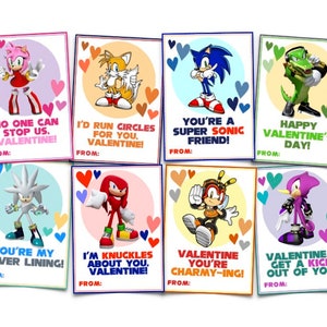 Hedgehog Valentine || 8 Different Characters || Instant Download || Video Game Valentine