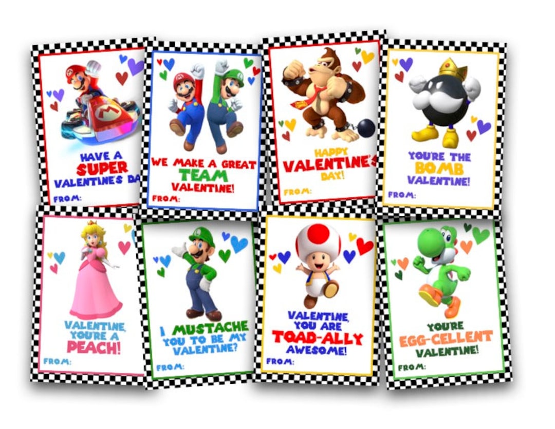 Mario Valentine 8 Different Characters Instant Download Video Game