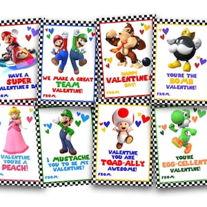 Mario Valentine || 8 Different Characters || Instant Download || Video Game Valentine