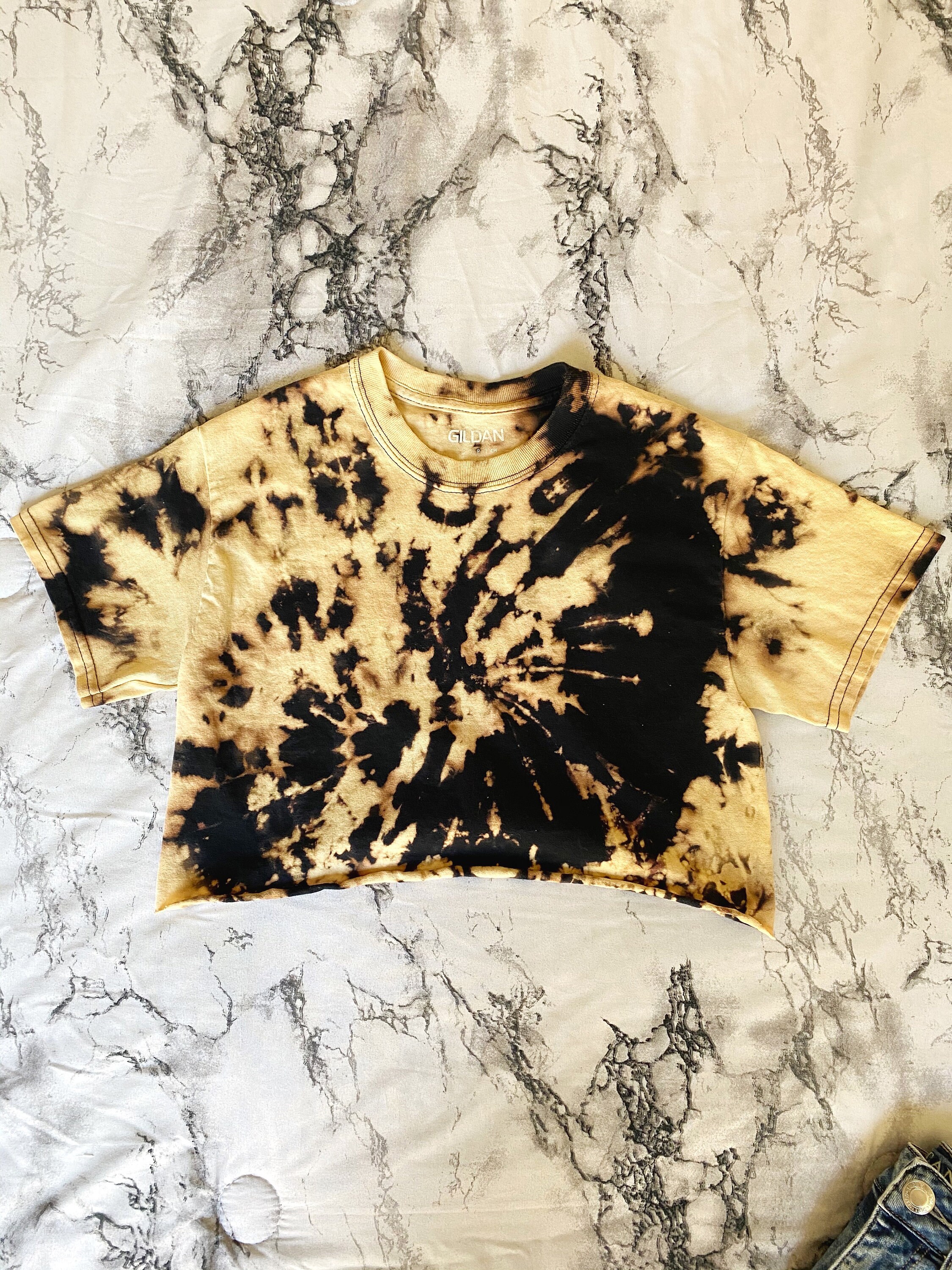 reverse tie dye crop top