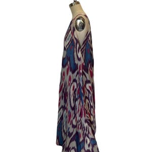 Made to Measure Ikat Inspired Print Long Dress with Wooden Buttons & High Slits main image 0