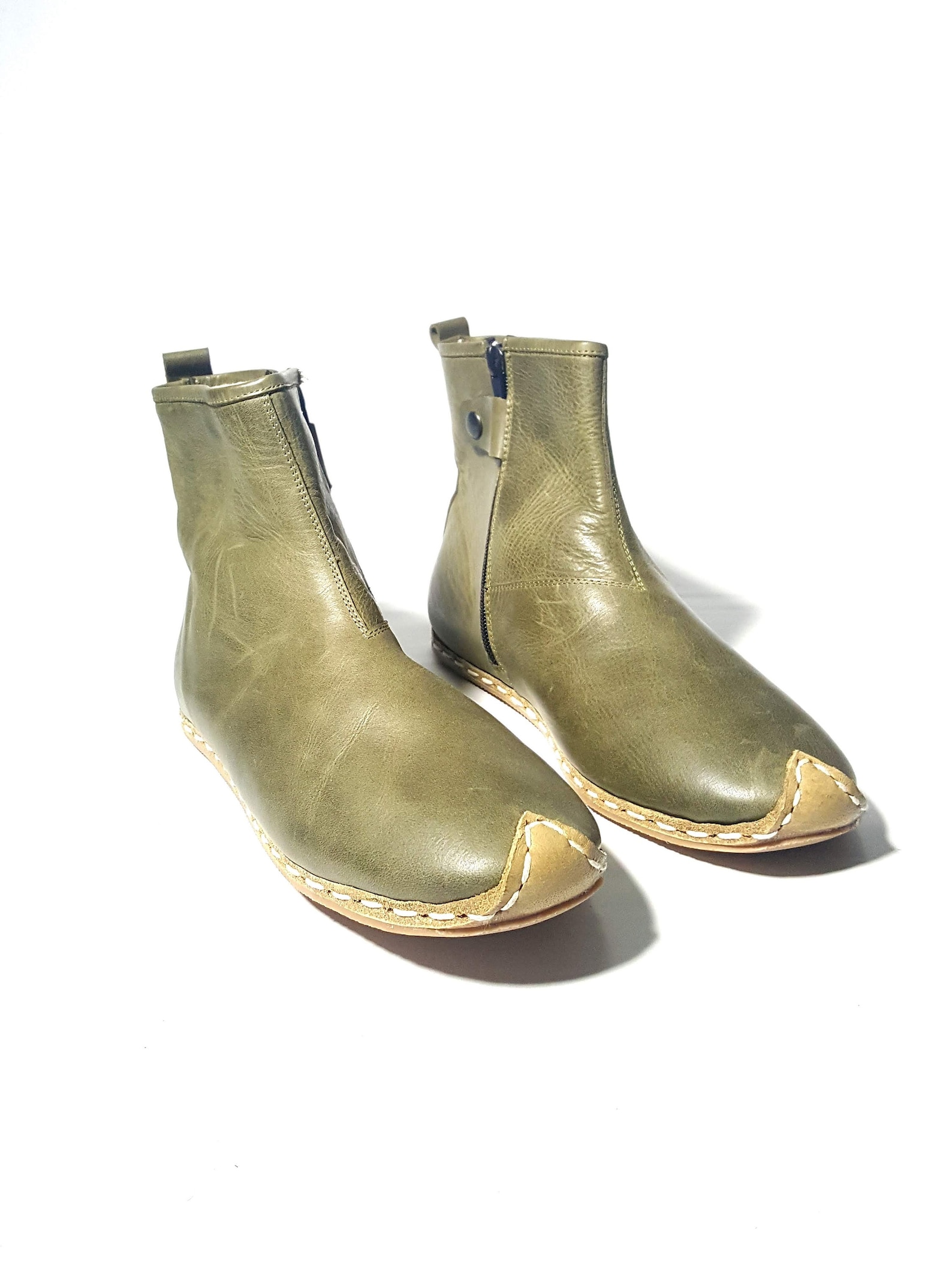 In Stock Handmade Green Women's Boots Organic Dye 100 Etsy