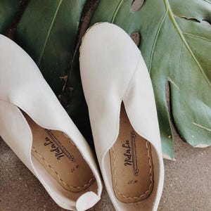 LU Loafers | Leather Shoes | Handmade Shoes | Women&#39;s Mules | Cream Loafers | Off White Shoes | Slippers | Slip on Shoes | Flats | Moccasins