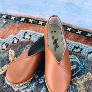 LU Loafers | Leather Shoes | Handmade Shoes | Women&#39;s Mules | Brown Loafers | Tobacco Shoes | Slippers | Slip on Shoes | Flats | Moccasins