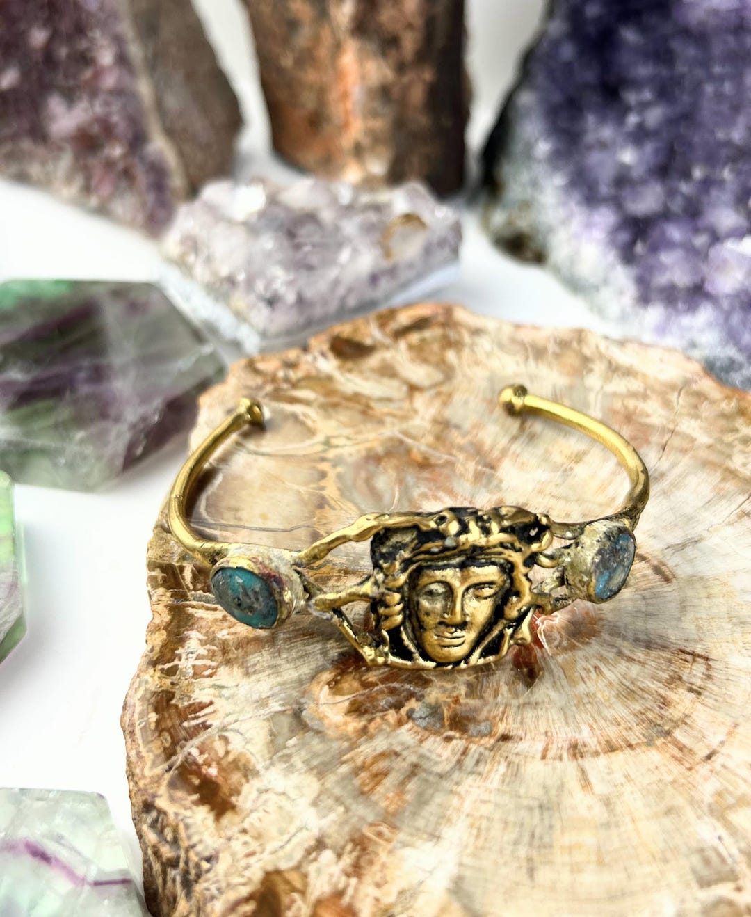 Hermes Cuff Bracelet, Greek God Mythology, 24K Gold Plated Brass ...