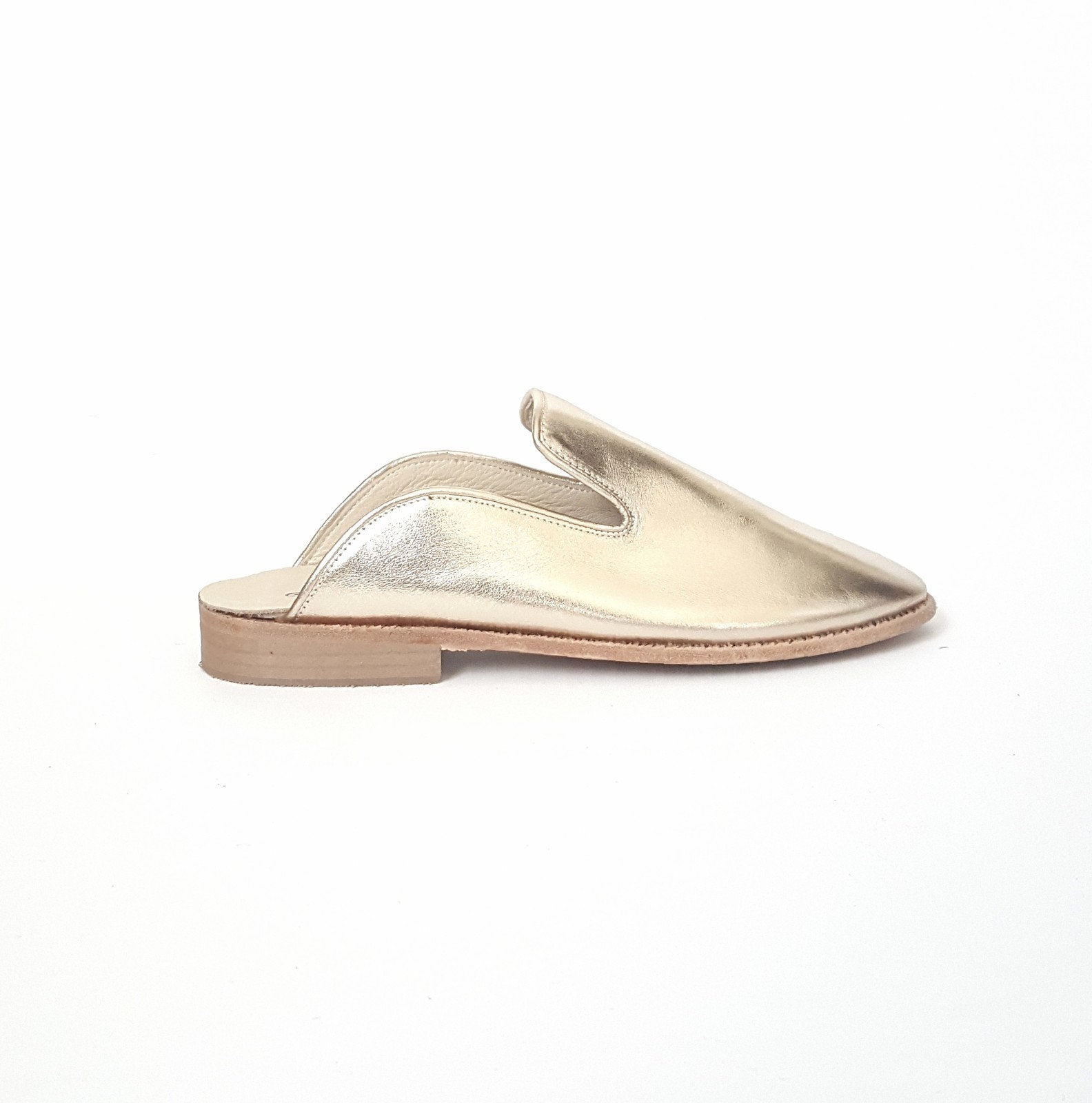 Gold mules hotsell flat