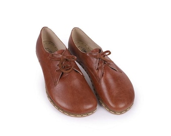 Scarpe da uomo Konya Oxford Barefoot / Scarpe da uomo fatte a mano / Scarpe con lacci / Scarpe basse in pelle marrone slip on / Mocassini / Scarpe classiche yemenite