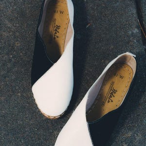 LU Loafers | Leather Shoes | Handmade Shoes | Women&#39;s Mules | Black & White Loafers Shoes | Slippers | Slip on Shoes | Flats | Moccasins
