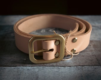 Leather Belt - Natural Vegetable Tan Leather - Handmade