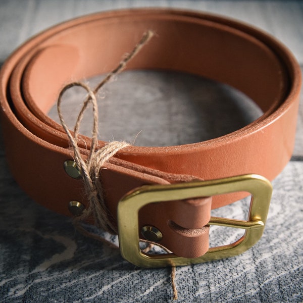 Leather Belt - Handmade Wickett & Craig Vegetable Tan Russet Harness Leather
