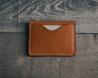 Card Holder Wallet - Natural Horween Chromexcel or Dublin Leather - Handmade