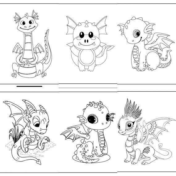 6 printable dragon coloring pages etsy