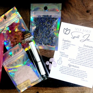 Positive Affirmations Self Love spell jar kit, new year intentions, spiritual holiday gifts, yule gifts, Christmas gifts, birthday gifts
