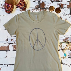 Olive Green Peace Sign Tshirt