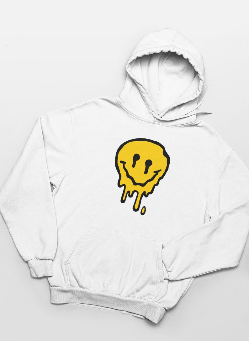 Smiley Drippy Hoodie Etsy