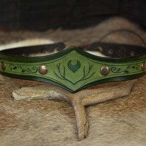 Druidic Leather Tiara, Elven Medieval Headpiece
