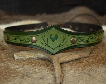 Druidic Leather Tiara, Elven Medieval Headpiece