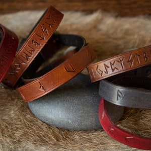 Runic Leather Bracelets, Viking Runes of the Futhark