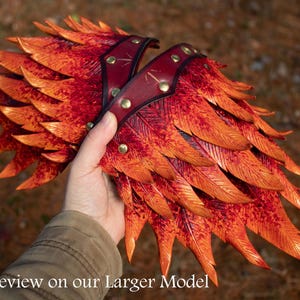 Small Leather Feather Pauldrons, LARP Armor Bird Raven Spaulder Shoulder Armor Phoenix