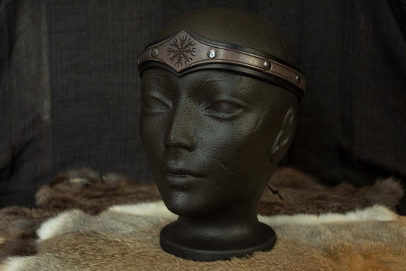 Leather Crown Queen Headband Tiara Adjustable Medieval Costume Accessory Leather Crown Tiara | Medieval Viking PU Leather Head Ring  main image 3