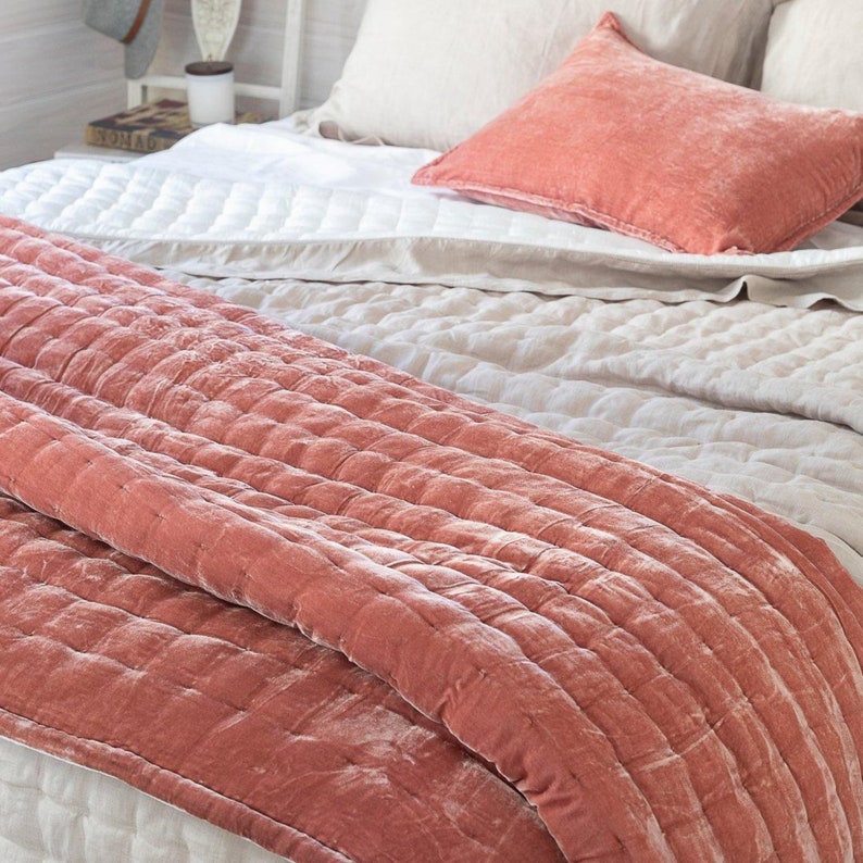 Natural Silk Velvet Blanket Quilt Throw Coverlet Box Etsy
