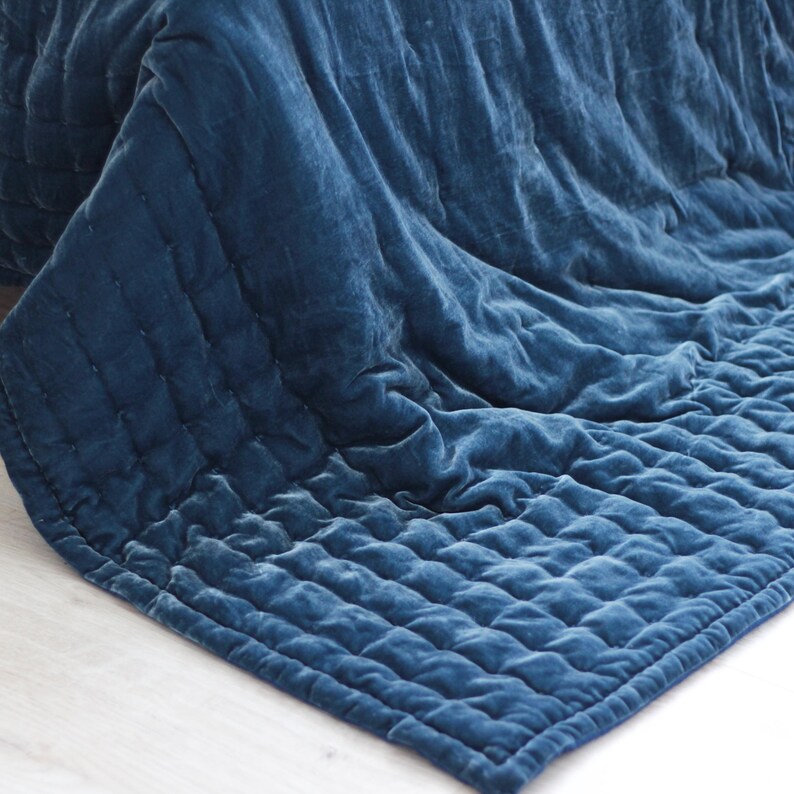Lush Silk Velvet Quilted Blanket Throw Coverlet Luxury Etsy
