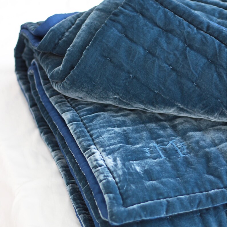 Lush Silk Velvet Quilted Blanket Throw Coverlet Luxury Etsy