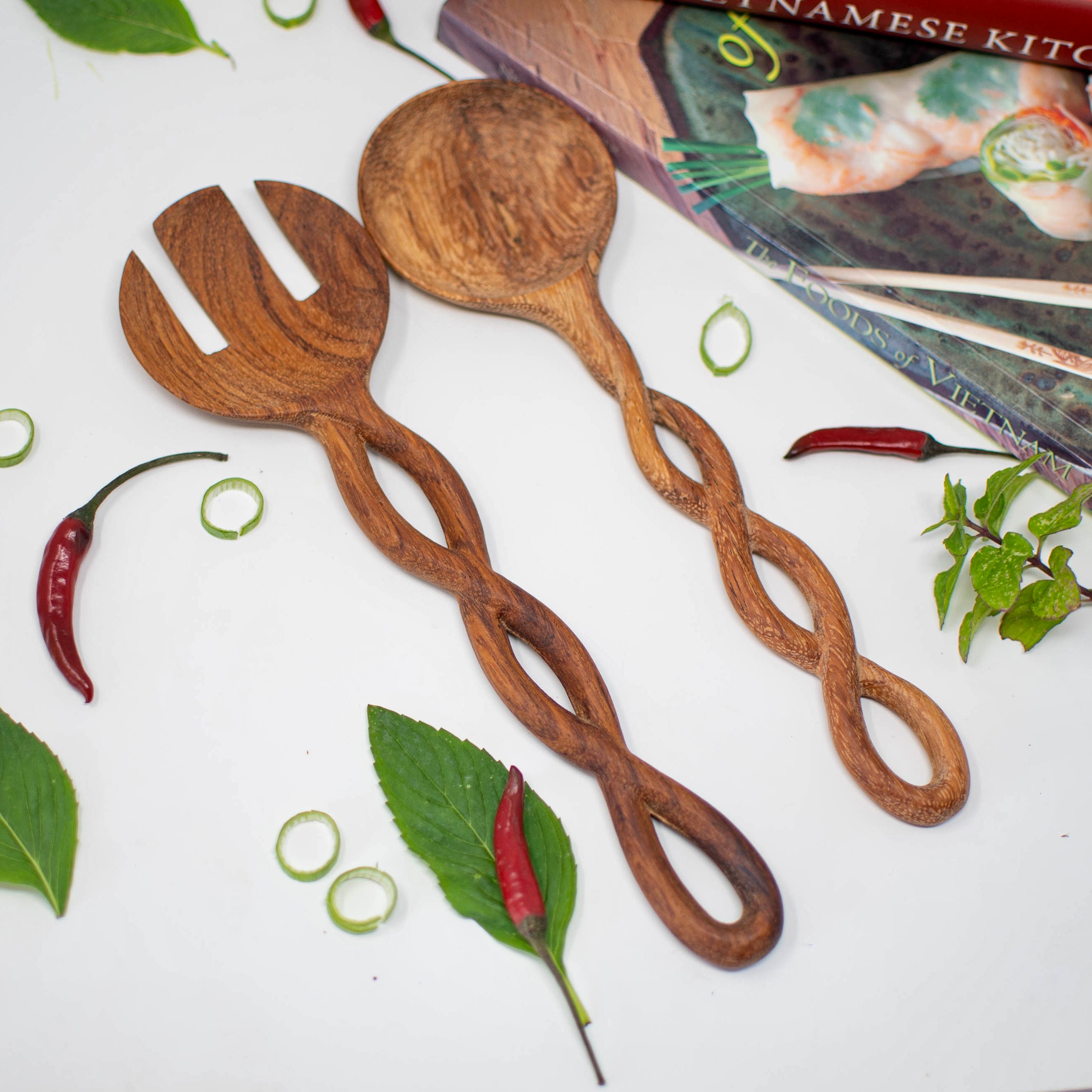 Eco friendly Wooden Salad Servers TwistedUnique Handmade Etsy