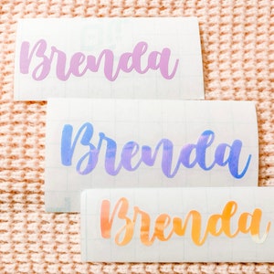 Holographic Name Decal, Permanent Vinyl, Decal for Car, Shiny Decal ...
