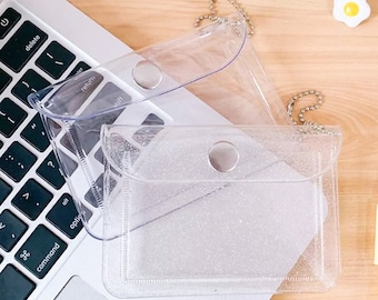 Clear Jelly Wallet - Photo card carry case - Vaccination card protector