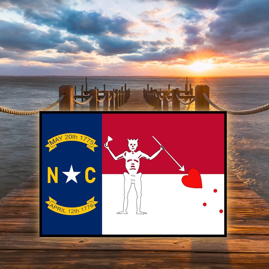 Blackbeard NC Flag Decal Etsy